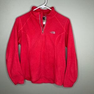 Women's Pink North Face Fleece Quarter Zip Pull Over, Small Petite